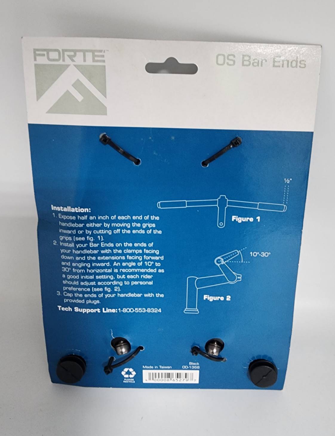 Forte OS Bicycle Bar Ends Mountain Bike Handlebar Extensions Black 149g Vintage