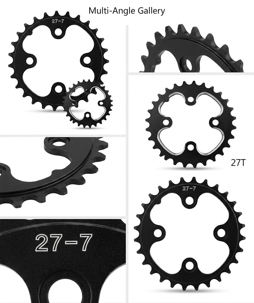 SwishTi MTB 27T Chainring 4-Bolt BCD 64mm Black Replacement Gear - Mountain Bike Inner Ring