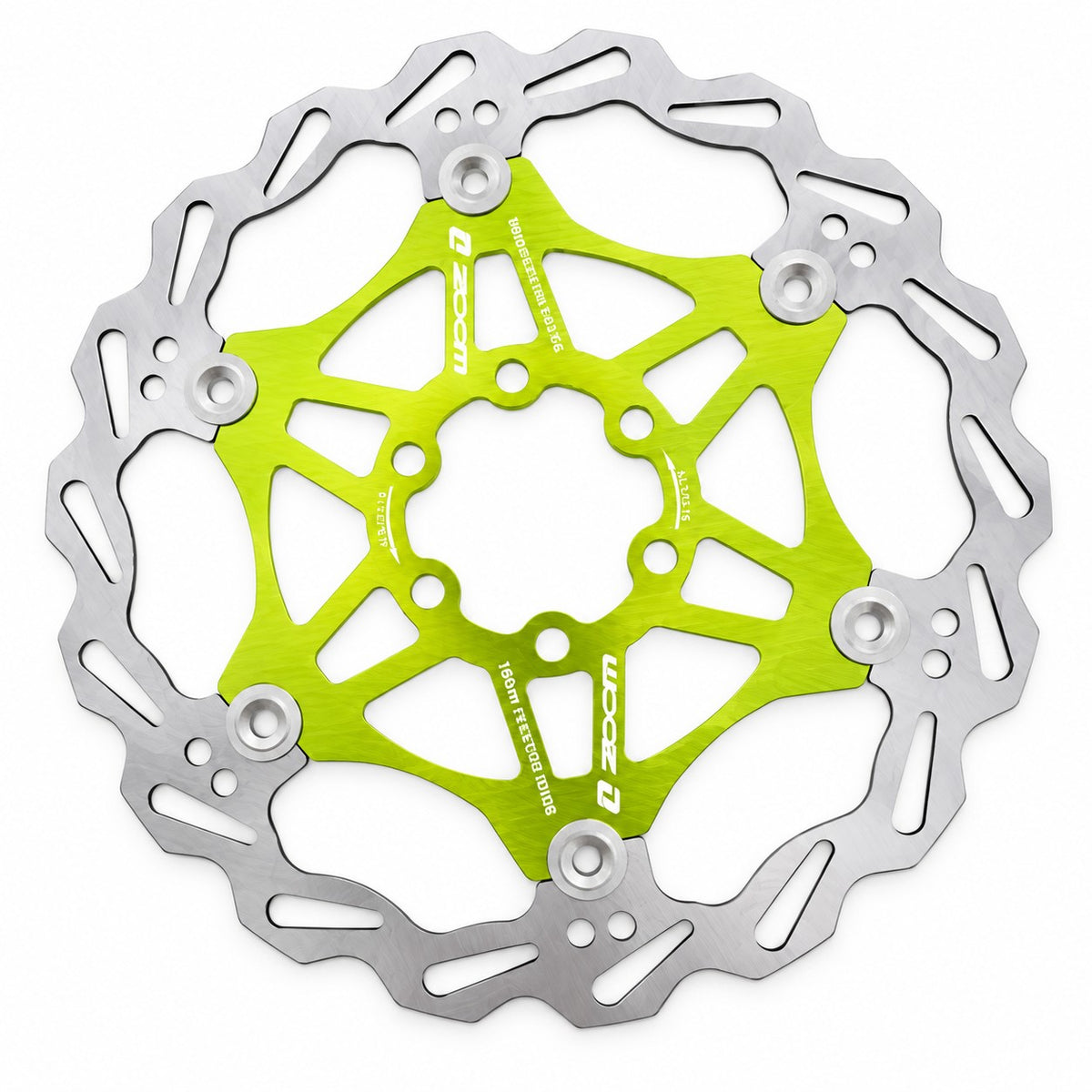 ZOOM 160mm Floating Disc Brake Rotor 6 Bolt MTB Mountain Bike Green