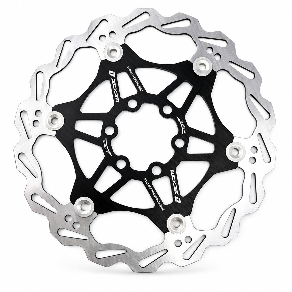 ZOOM 160mm Floating Disc Brake Rotor 6 Bolt MTB Mountain Bike Black