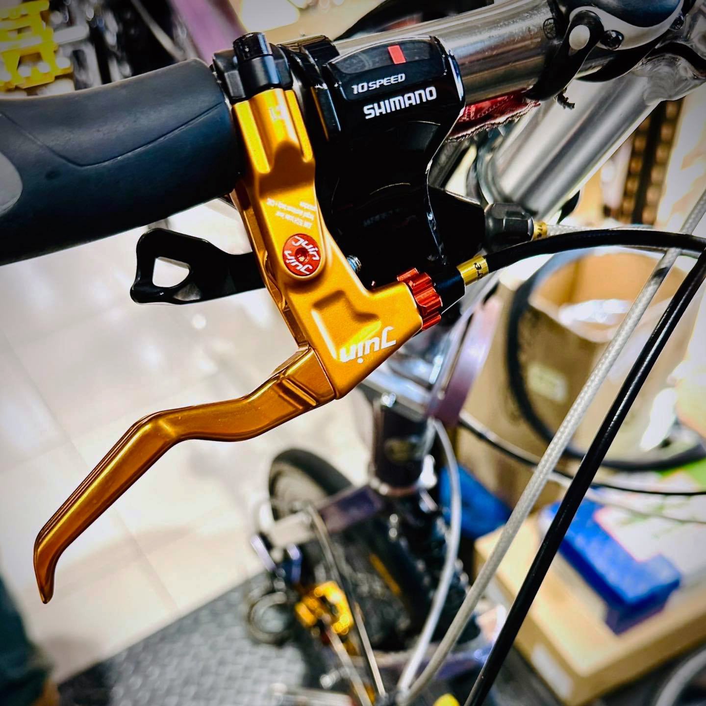 Juin Tech C1 eBike City Folding Bicycle Cable-Actuated Brake Lever Set Gold