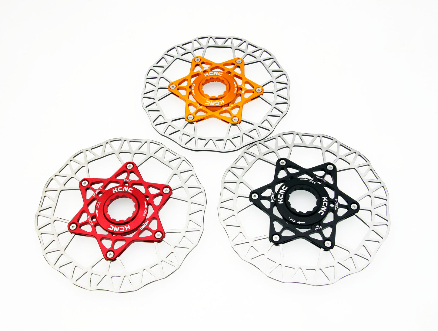 KCNC Nordit Road Cyclocross Bicycle Disc Brake Center-Lock Rotor 140mm Black / Gold / Red