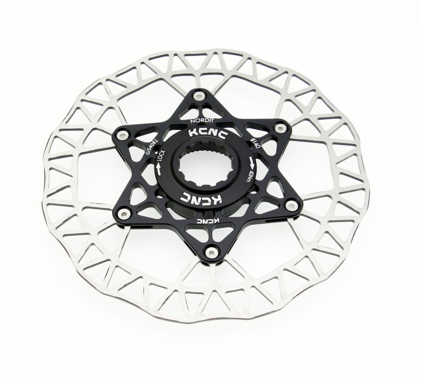 KCNC Nordit Road Cyclocross Bicycle Disc Brake Center-Lock Rotor 140mm Black / Gold / Red