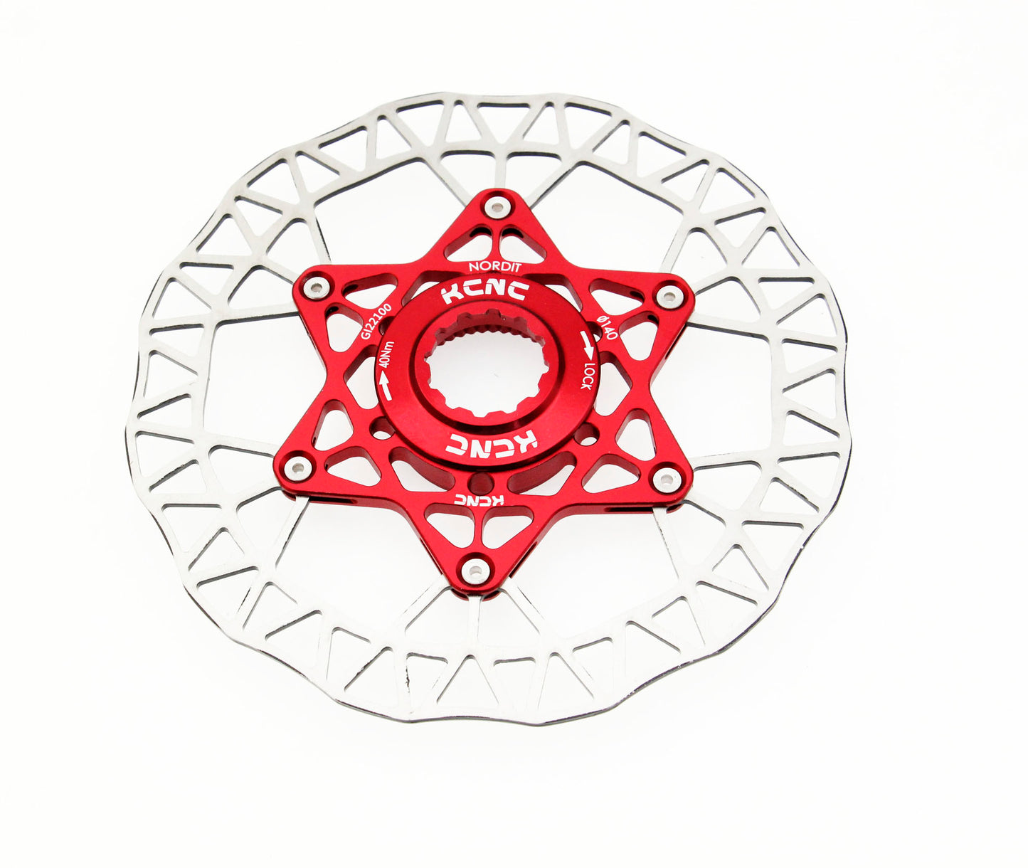 KCNC Nordit Road Cyclocross Bicycle Disc Brake Center-Lock Rotor 140mm Black / Gold / Red