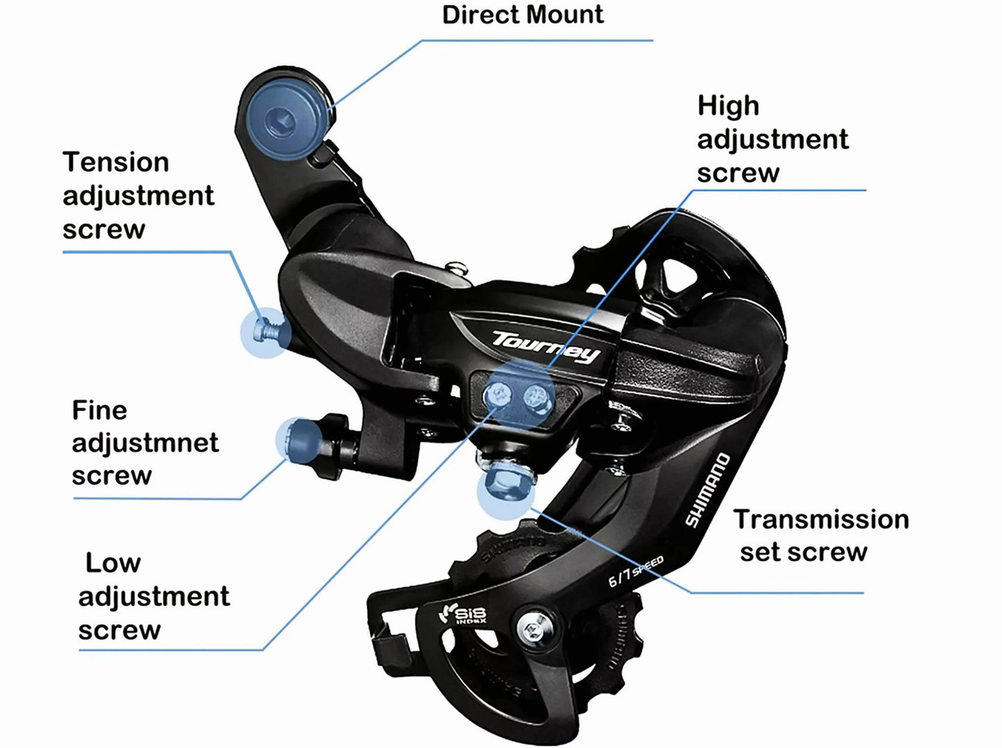 Shimano Tourney RD-TY300 Road MTB eBike Cycling 6/7/8 Speed Bike Rear Derailleur