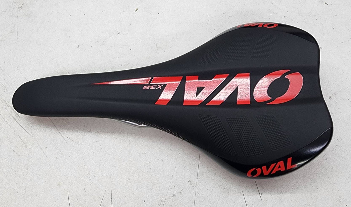 OVAL X38 Road MTB eBike Bicycle 275x145mm Cr-Mo Rail Seat Black Seat w/Red ( OV1-X38)