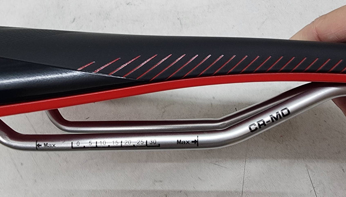 OVAL X38 Road MTB eBike Bicycle 275x145mm Cr-Mo Rail Seat Black Seat w/Red ( OV1-X38)