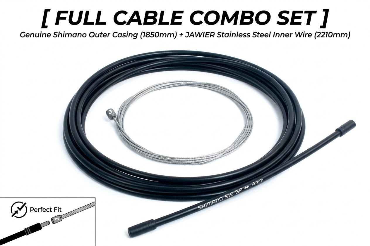 [Full Set] Shimano SIS-SP 4mm Housing (1850mm) + JAWIER Stainless Steel Shift Cable (2210mm) - For Full Housing Routing