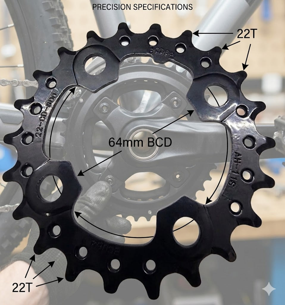 SwishTi 22T Chainring 64mm BCD 4-Bolt Steel MTB Front Inner Gear