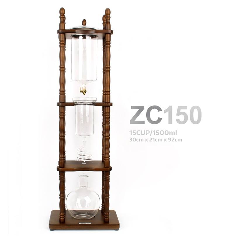 Moica ZC-150 1500ml Cold Drip Coffee Maker Wooden Stand Slow Drip Tower Brewer Commercial 15Cups
