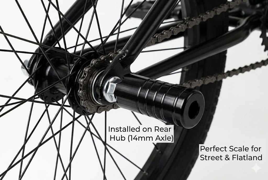 BMX Bike Pegs Aluminum Alloy 37x110mm for 14mm Axle - Black (Pair) 0083