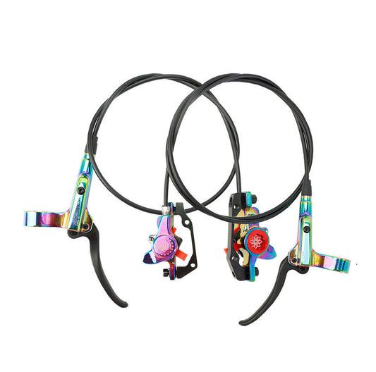 SwishTi Mountain eBike MTB Bicycle Hydraulic Disc Rotor Brake Set Rainbow color