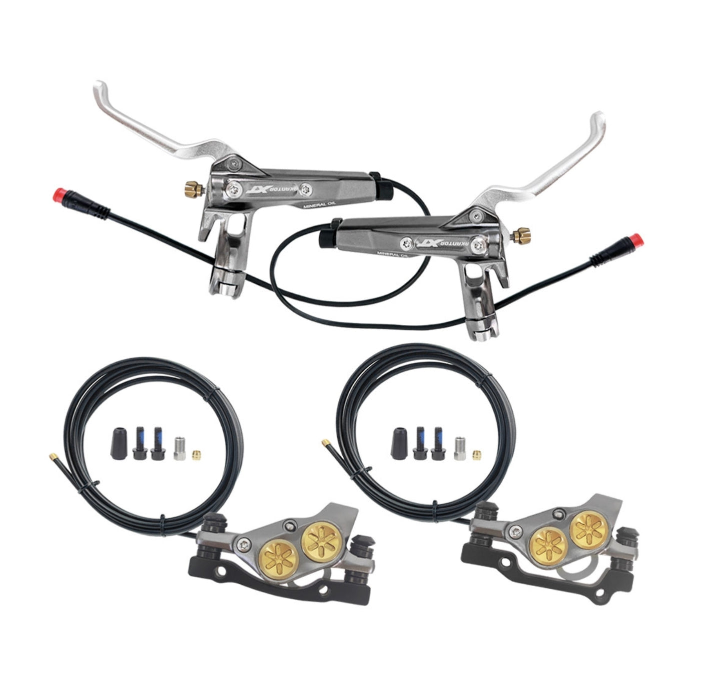 SwishTi Akantor eBike Bicycle 4-Piston Hydraulic Disc Brake Set Power Cut-Off