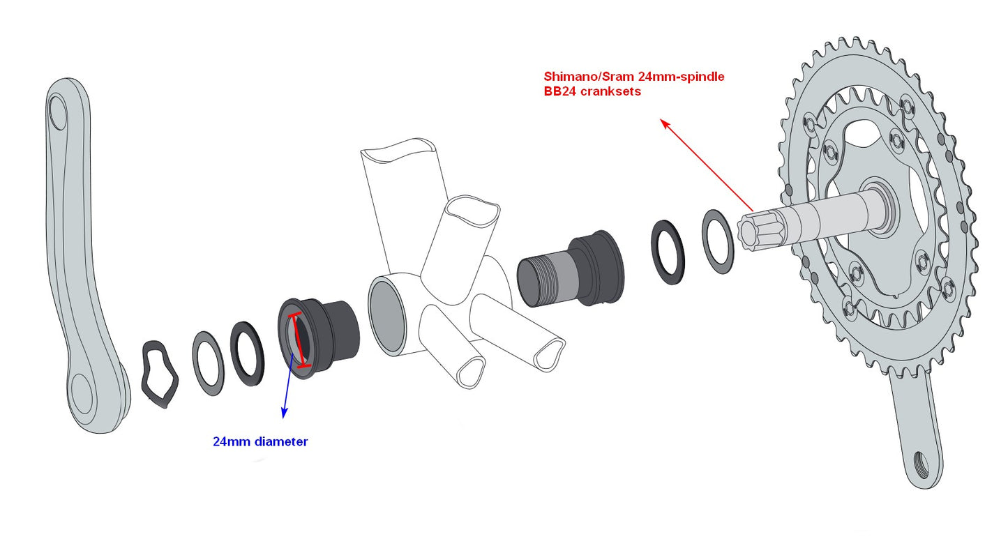 Swishti BB386 Press Fit Bottom Bracket 46x86.5 to 24mm for Shimano Hollowtech II