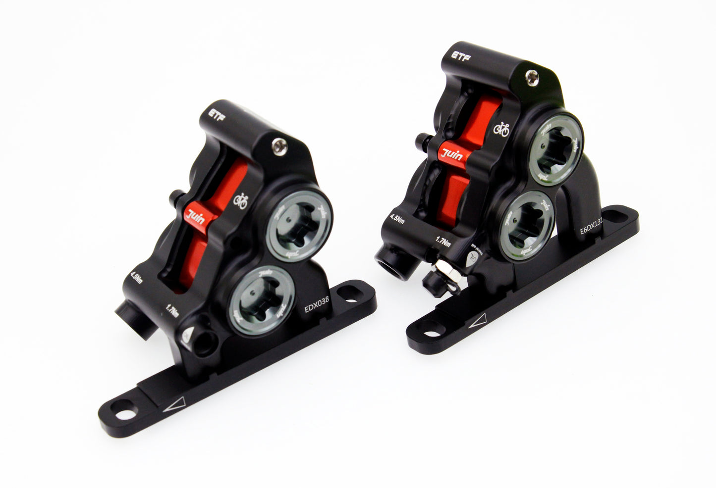 Juin Tech ETF 4-Piston Flat Mount Hydraulic Brake Calipers 160mm E-Bike Black