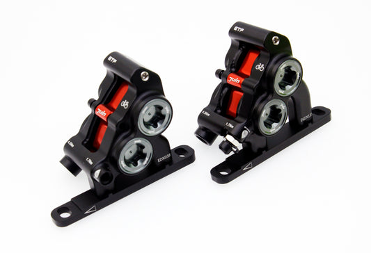 Juin Tech ETF 4-Piston Flat Mount Hydraulic Brake Calipers 160mm E-Bike Black