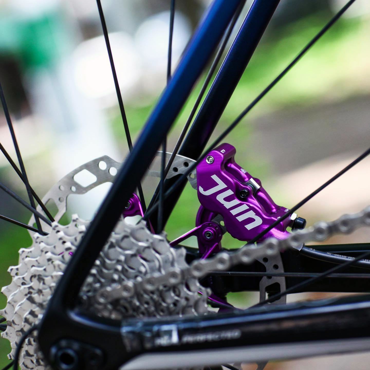 Juin Tech ETF 4-Piston Flat Mount Hydraulic Brake Calipers 160mm E-Bike Purple