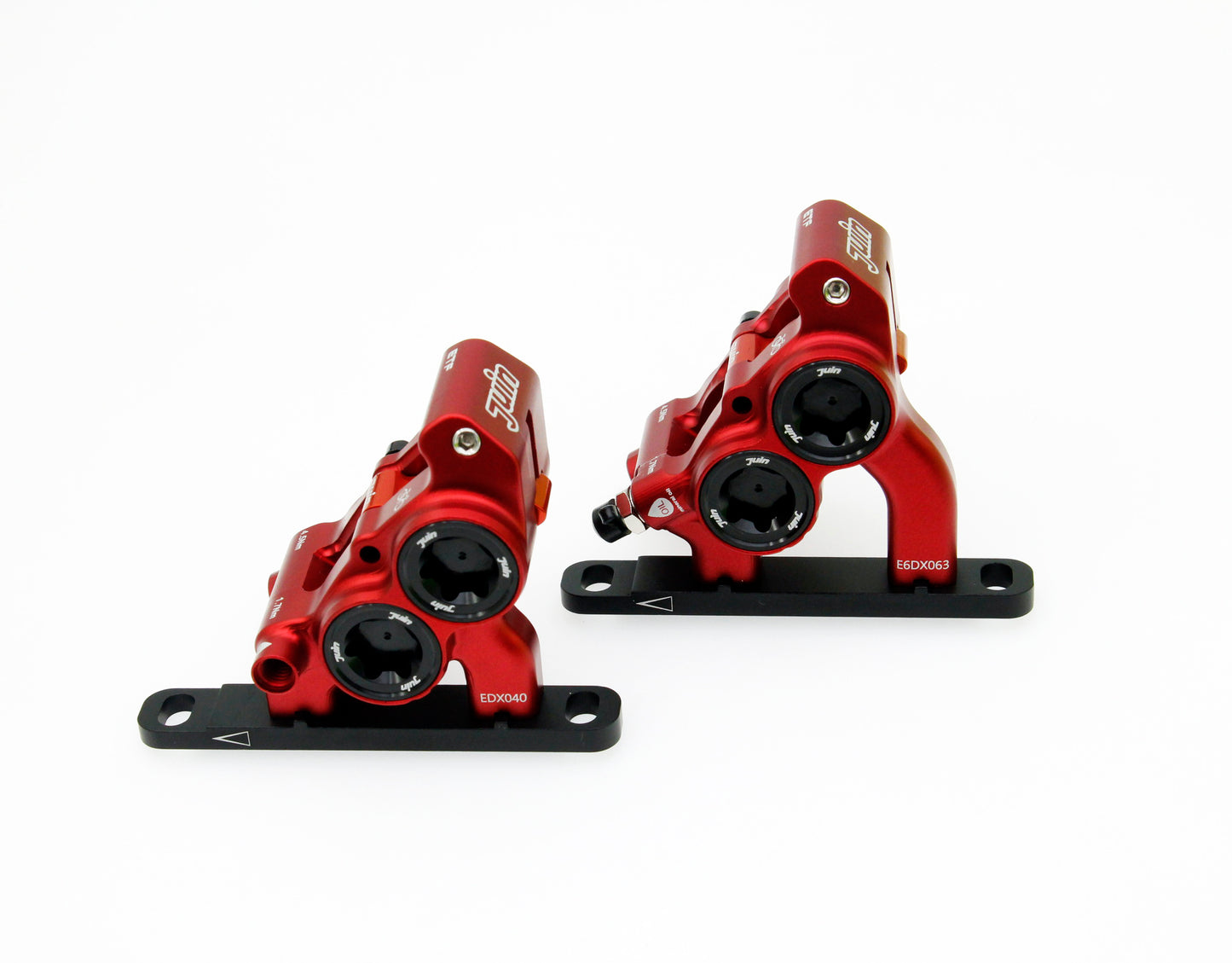Juin Tech ETF 4-Piston Flat Mount Hydraulic Brake Calipers 160mm E-Bike Red