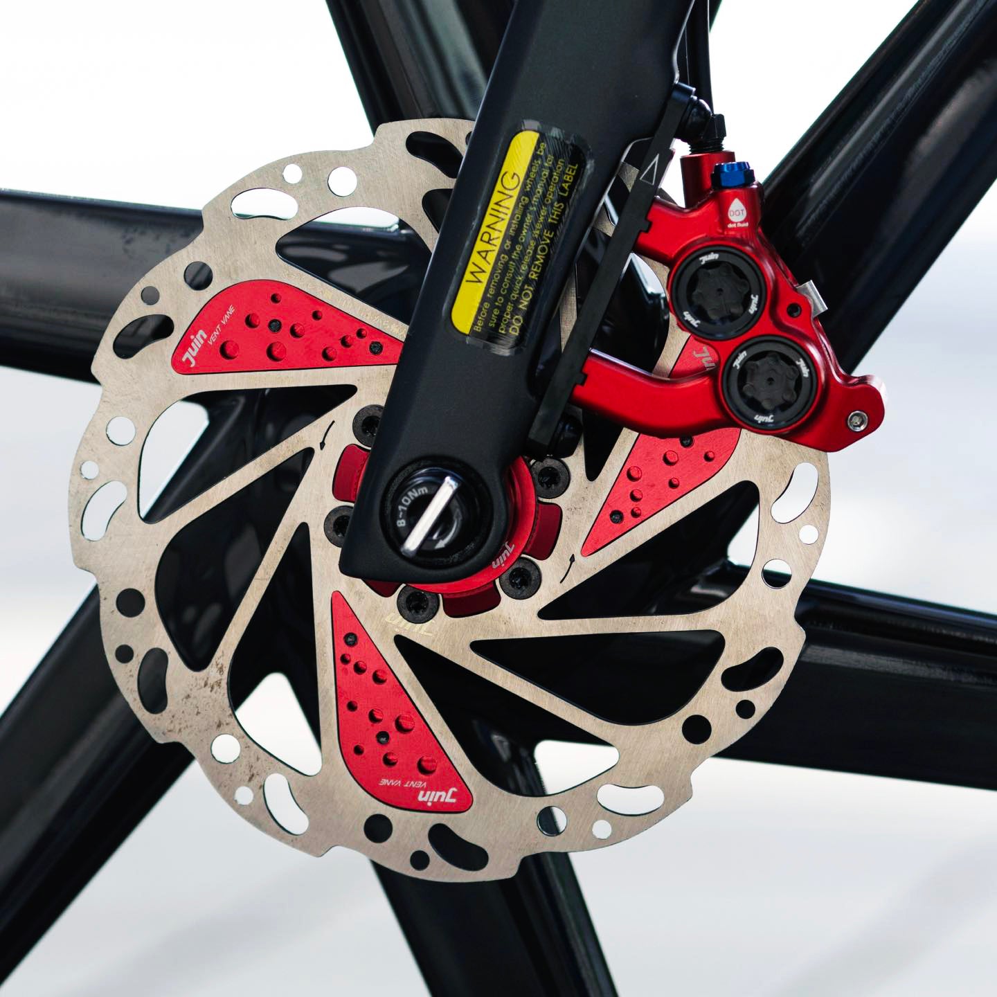 Juin Tech ETF 4-Piston Flat Mount Hydraulic Brake Calipers 160mm E-Bike Red