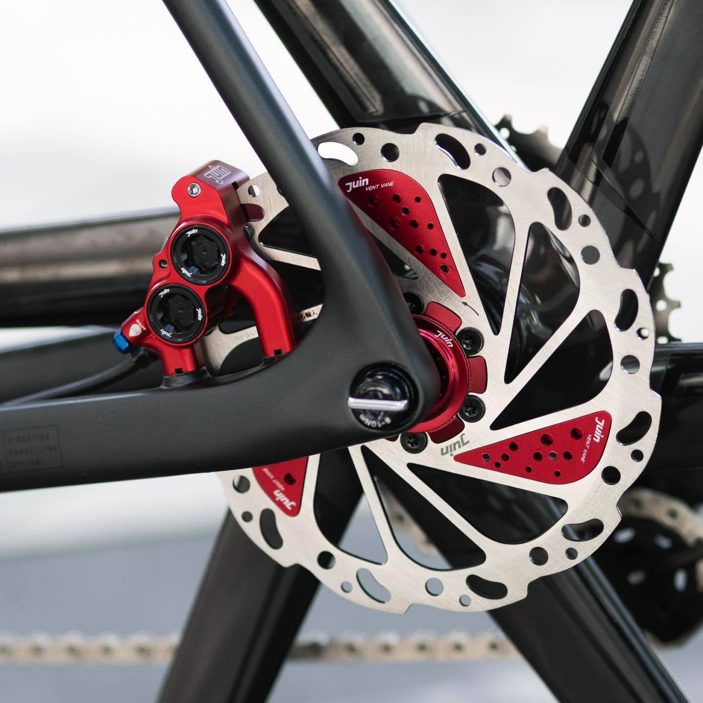 Juin Tech ETF 4-Piston Flat Mount Hydraulic Brake Calipers 160mm E-Bike Red