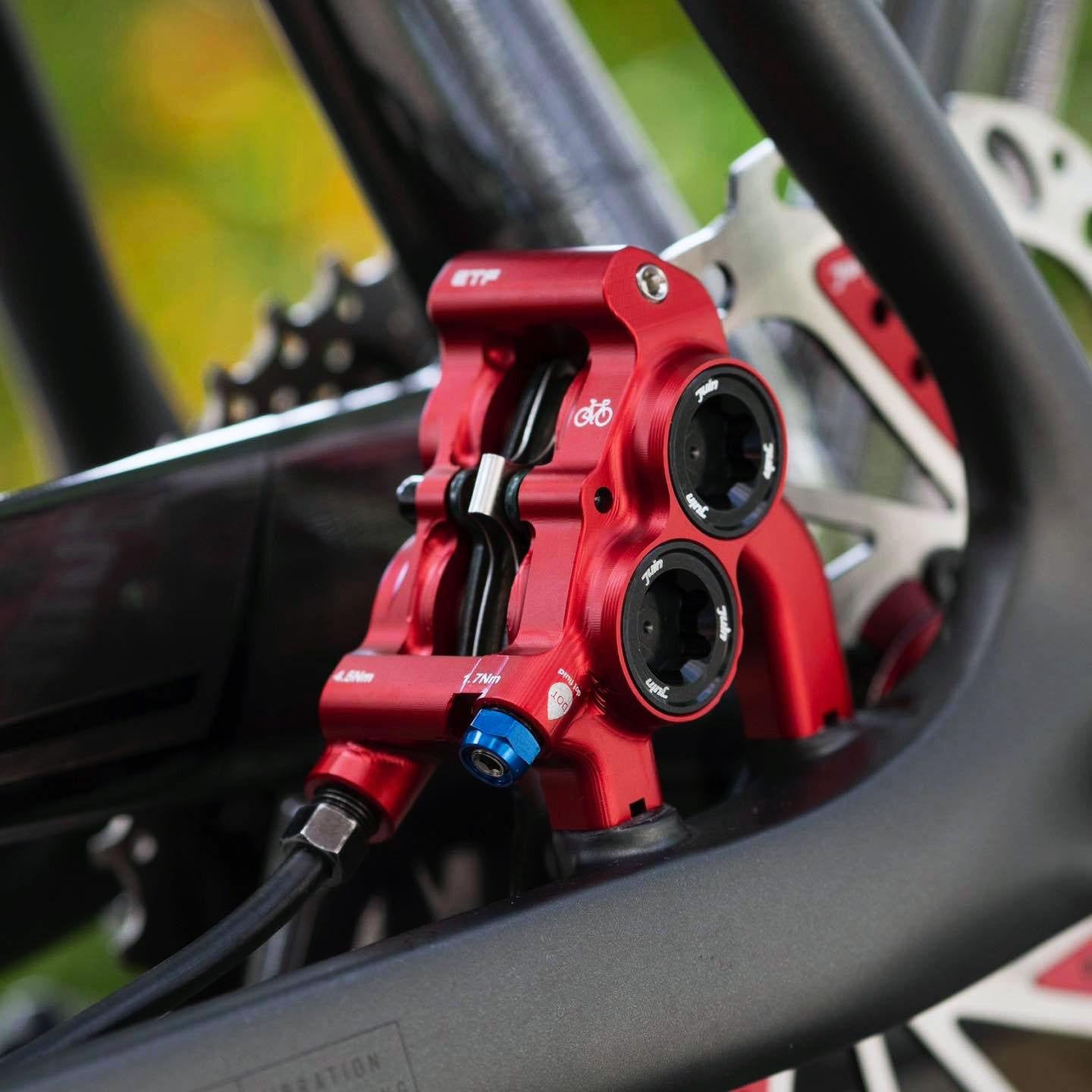 Juin Tech ETF 4-Piston Flat Mount Hydraulic Brake Calipers 160mm E-Bike Red