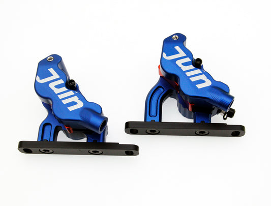 Juin Tech ETF 4-Piston Flat Mount Hydraulic Brake Calipers 160mm E-Bike Blue