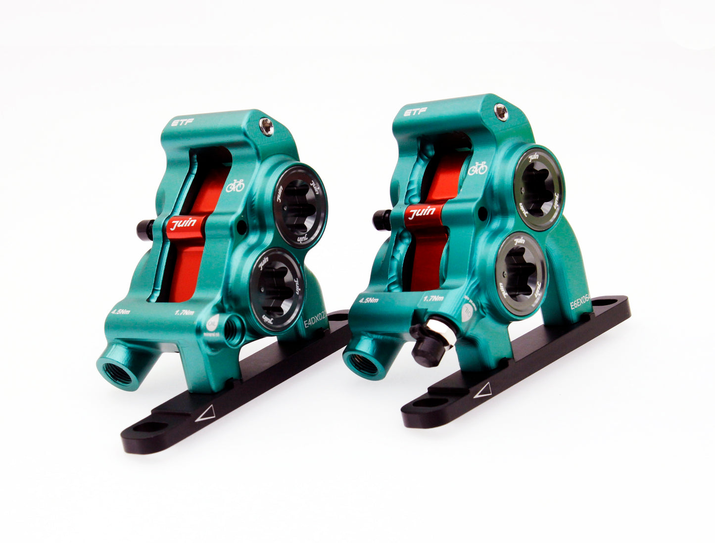Juin Tech ETF 4-Piston Flat Mount Hydraulic Brake Calipers 160mm E-Bike Green
