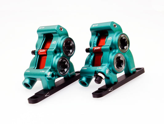 Juin Tech ETF 4-Piston Flat Mount Hydraulic Brake Calipers 160mm E-Bike Green