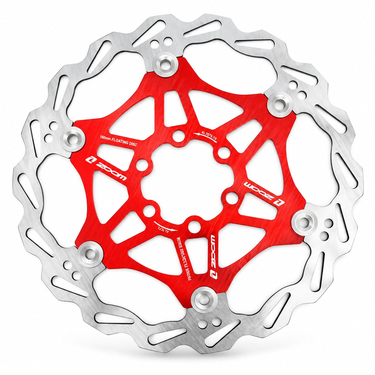 ZOOM 160mm Floating Disc Brake Rotor 6 Bolt MTB Mountain Bike Red