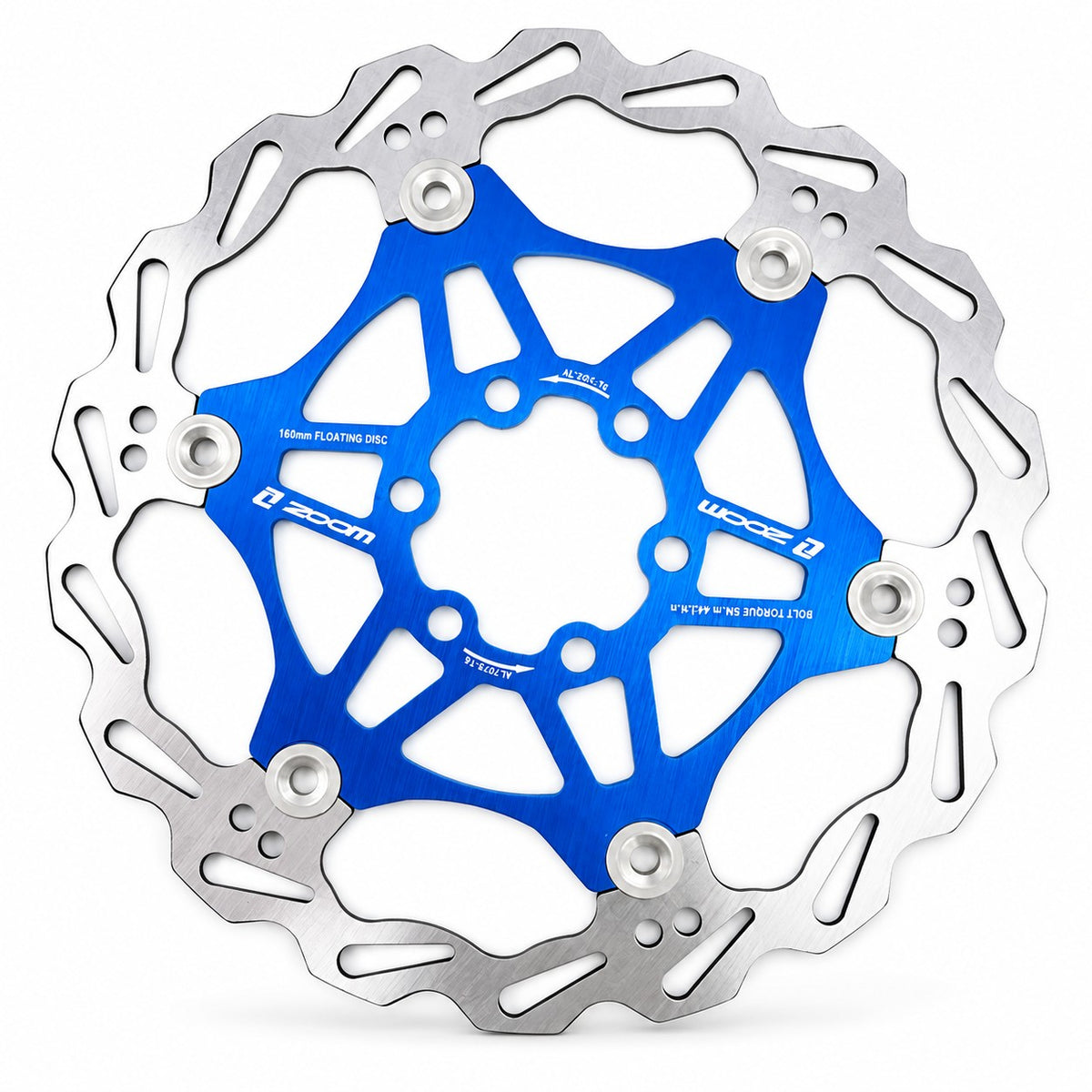 ZOOM 160mm Floating Disc Brake Rotor 6 Bolt MTB Mountain Bike Blue