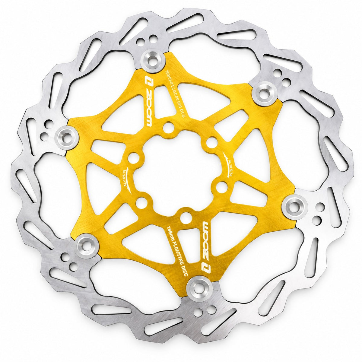 ZOOM 160mm Floating Disc Brake Rotor 6 Bolt MTB Mountain Bike Gold