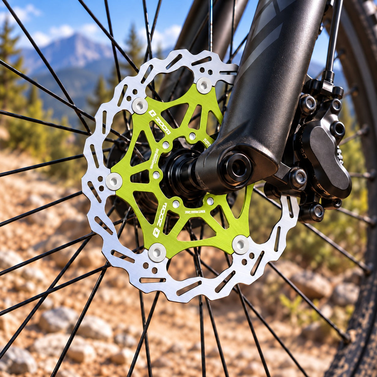ZOOM 160mm Floating Disc Brake Rotor 6 Bolt MTB Mountain Bike Green