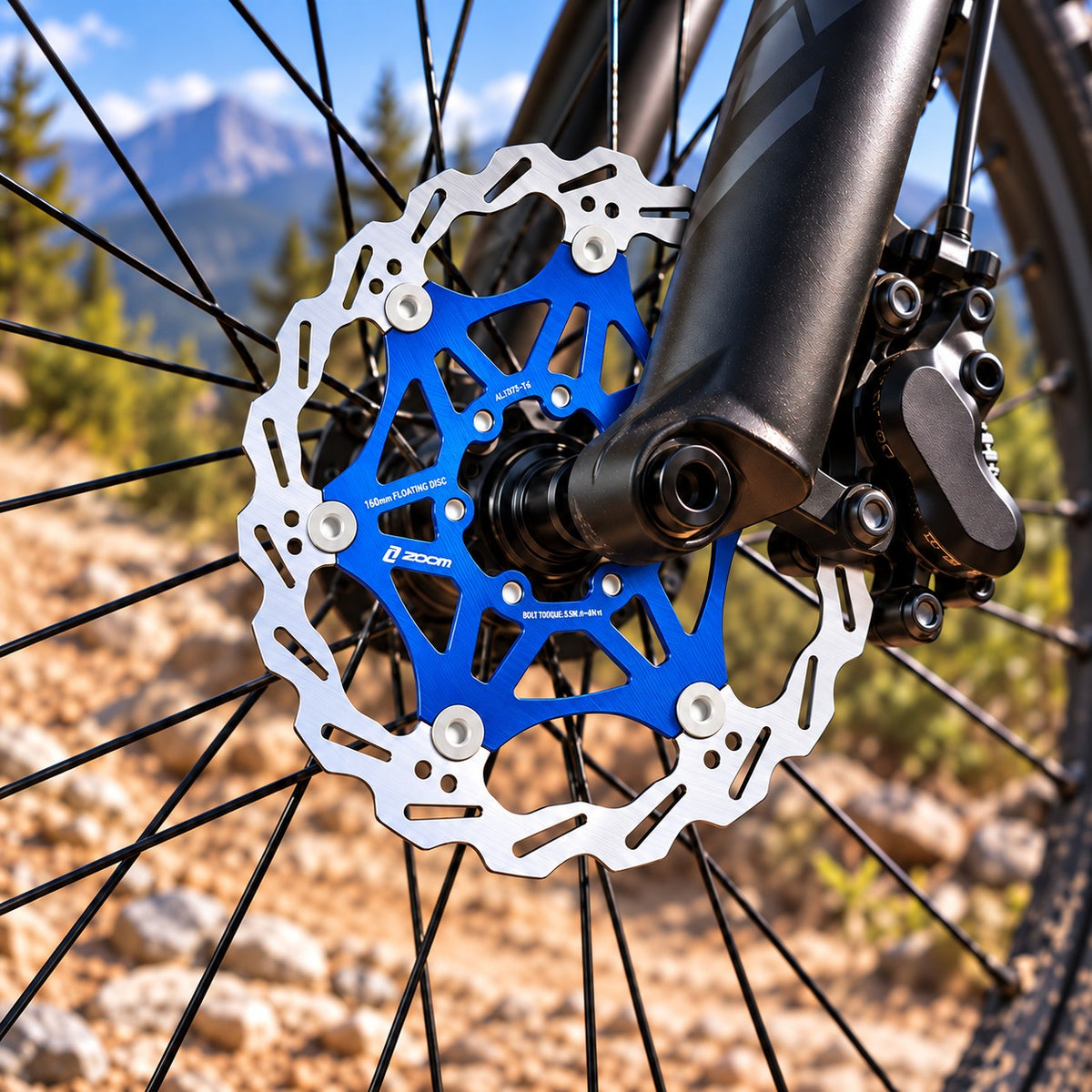 ZOOM 160mm Floating Disc Brake Rotor 6 Bolt MTB Mountain Bike Blue