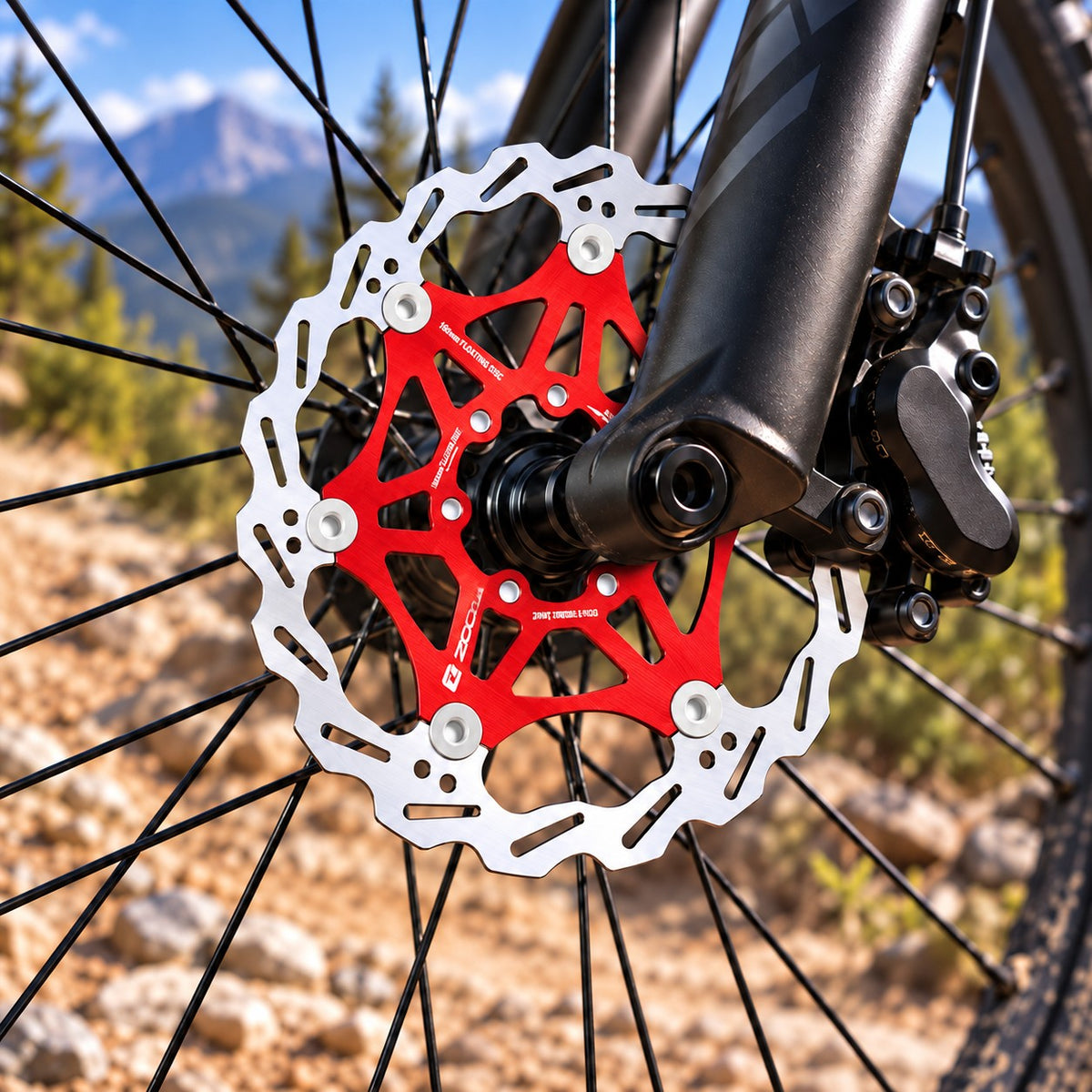 ZOOM 160mm Floating Disc Brake Rotor 6 Bolt MTB Mountain Bike Red