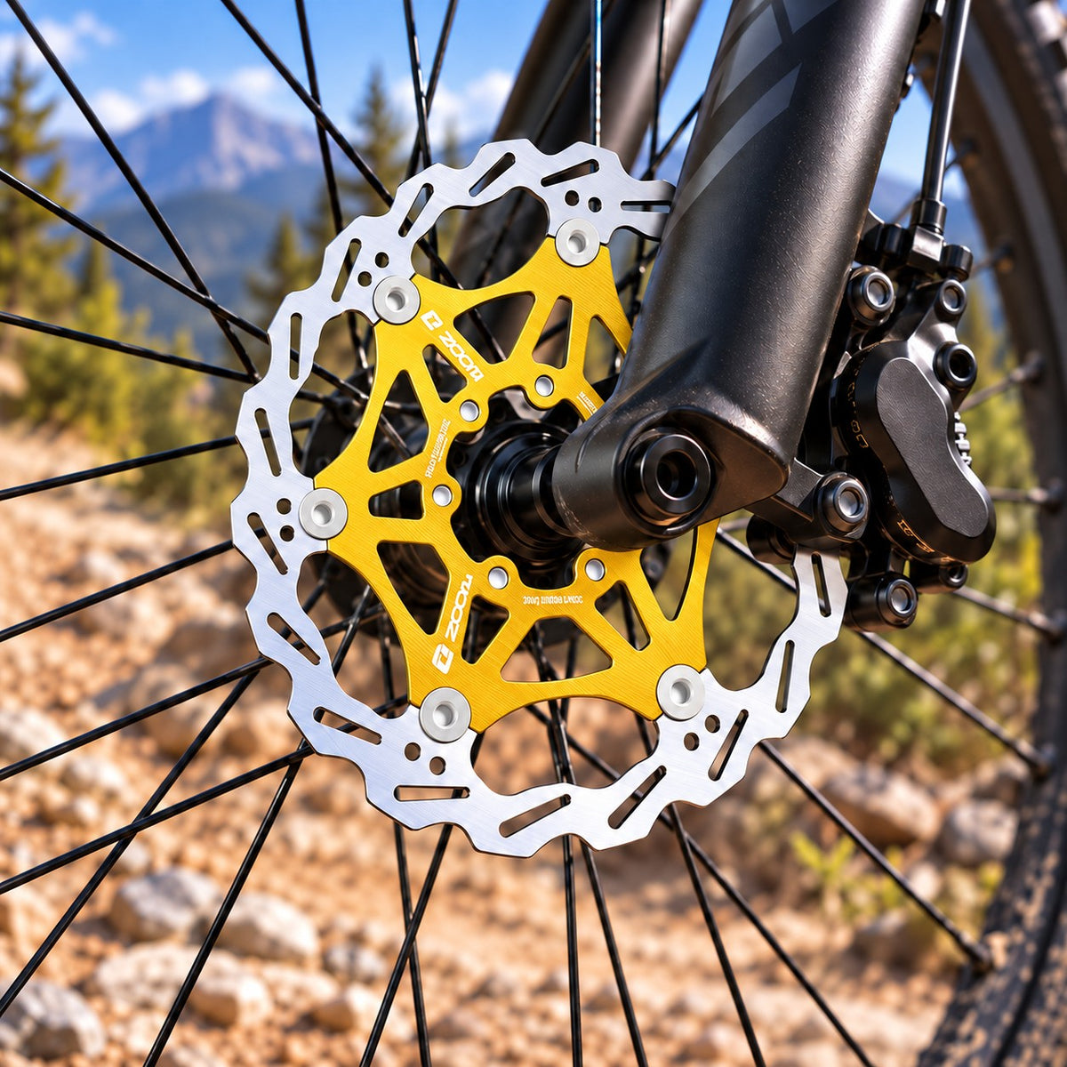 ZOOM 160mm Floating Disc Brake Rotor 6 Bolt MTB Mountain Bike Gold