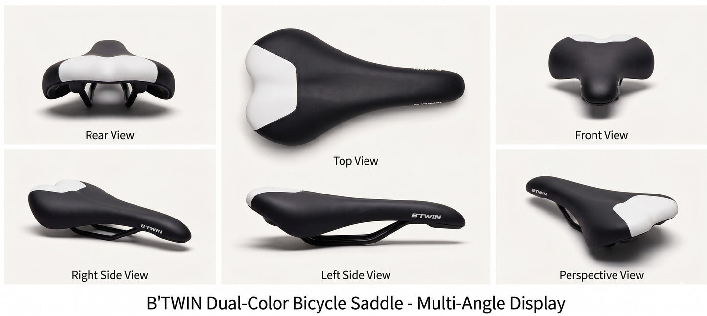 B'TWIN Road MTB ebike Bicycle Saddle Cr-Mo Rails Seat Black White 275x135mm