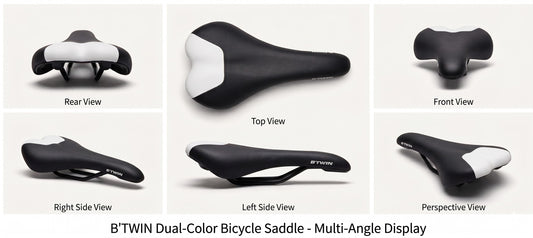 B'TWIN Road MTB ebike Bicycle Saddle Cr-Mo Rails Seat Black White 275x135mm