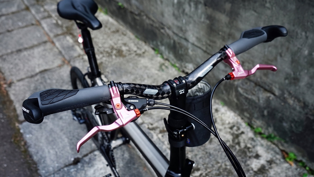 Juin Tech C1 Forged Alloy Brake Levers Set 22.2mm Flat Bar E-Bike Folding MTB Pink