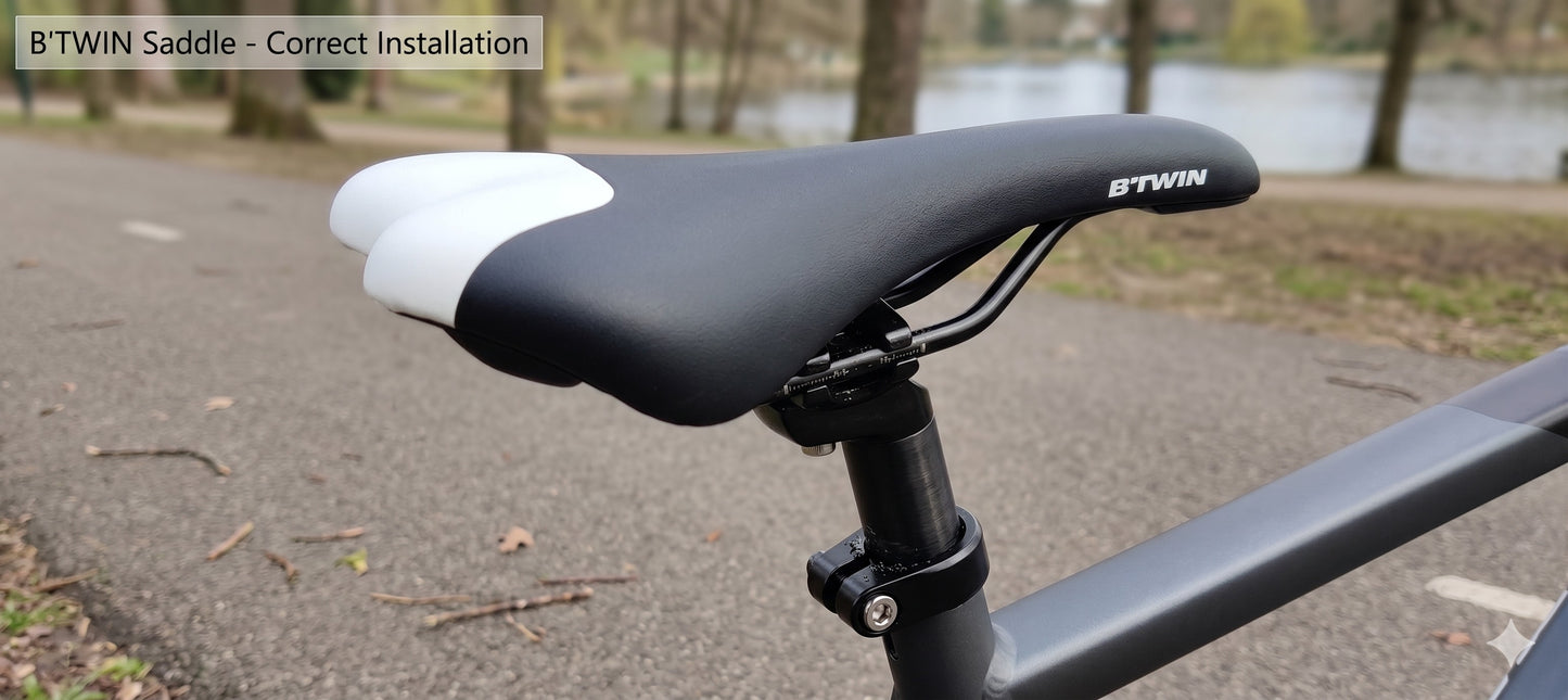 B'TWIN Road MTB ebike Bicycle Saddle Cr-Mo Rails Seat Black White 275x135mm
