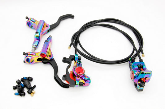 Zoom HB975 Mountain eBike Bicycle Hydraulic Disc Rotor Brake Set Rainbow
