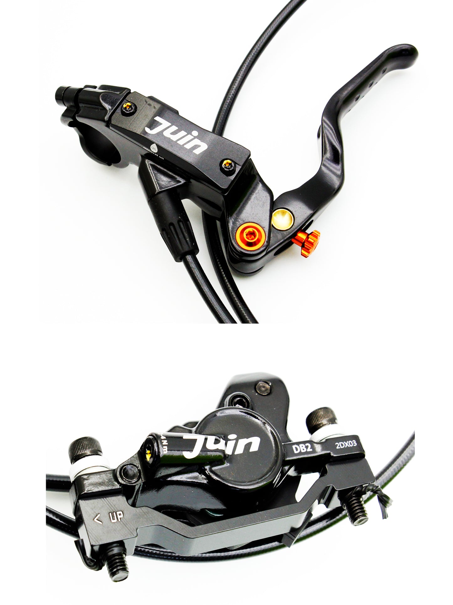 Juin Tech DB2 Mountain Bicycle Hydraulic Disc Brake Set w/160mm rotors Black