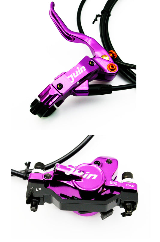 Juin Tech DB2 Mountain Bicycle Hydraulic Disc Brake Set w/160mm rotors Purple
