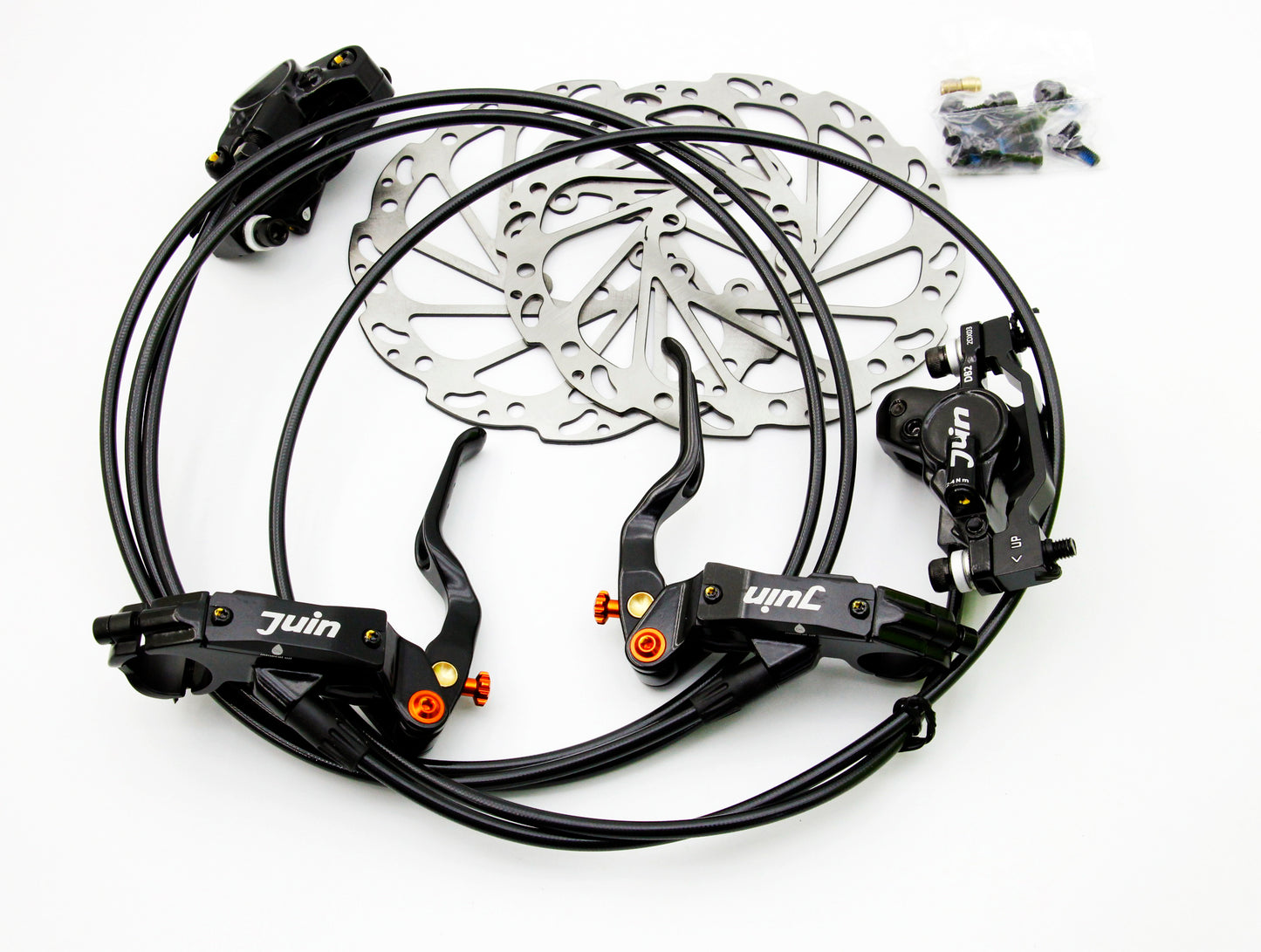 Juin Tech DB2 Mountain Bicycle Hydraulic Disc Brake Set w/160mm rotors Black
