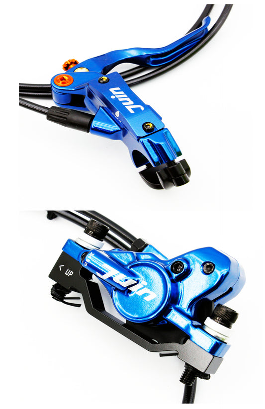Juin Tech DB2 Mountain Bicycle Hydraulic Disc Brake Set w/160mm rotors Blue