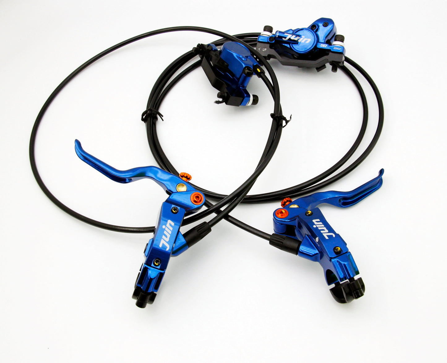 Juin Tech DB2 Mountain Bicycle Hydraulic Disc Brake Set w/160mm rotors Blue