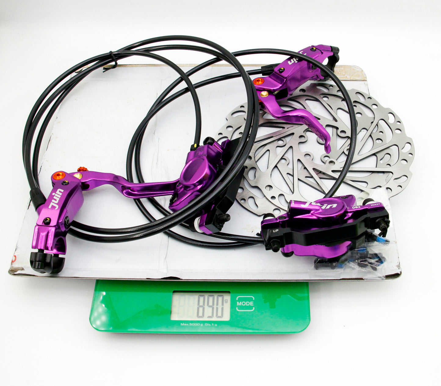 Juin Tech DB2 Mountain Bicycle Hydraulic Disc Brake Set w/160mm rotors Purple