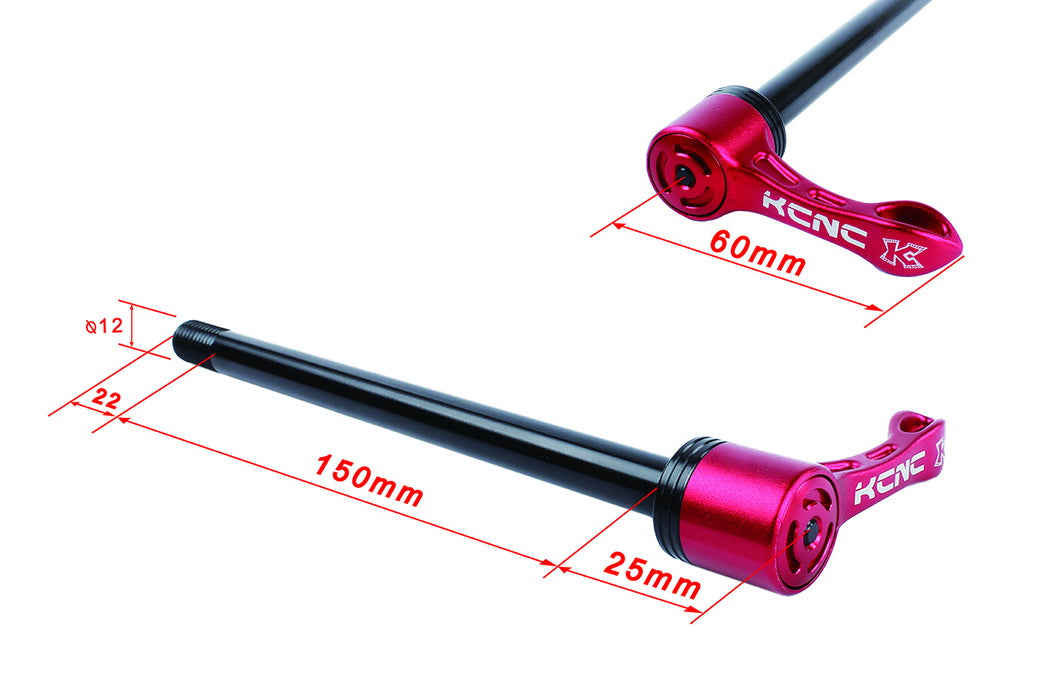KCNC KQR07 RockShox Maxle Rear Thru Axle 12x142mm M12x1.75 Red Silver