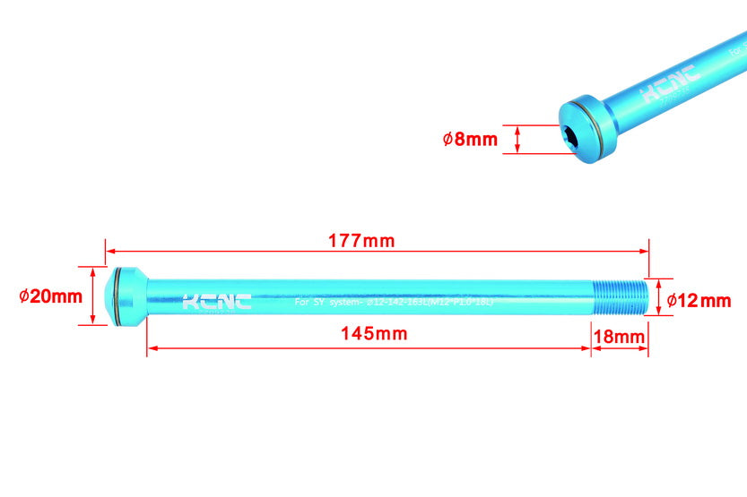 KCNC KQR08 Thru Axle 12mm x 142mm for Syntace X-12 M12x1.0 CNC Bike Skewer