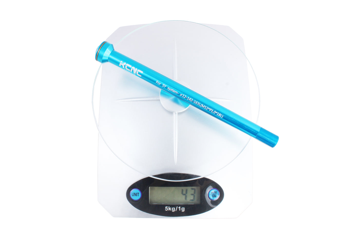 KCNC KQR08 Syntace X-12 Rear Thru Axle 12x142mm L163mm M12x1.0 Pitch Blue