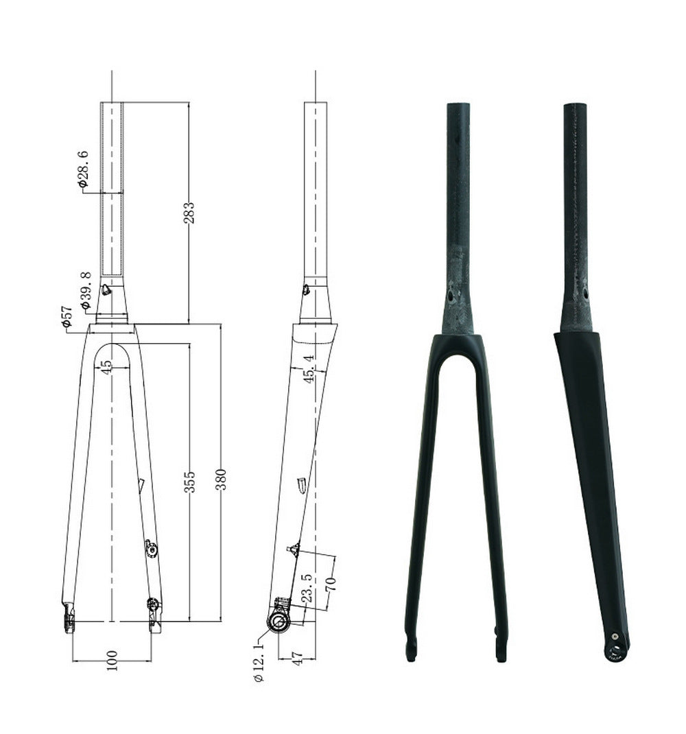 SwishTi R22 Carbon Road Fork 700C Flat Mount Disc 12mm Thru Axle Matte Black